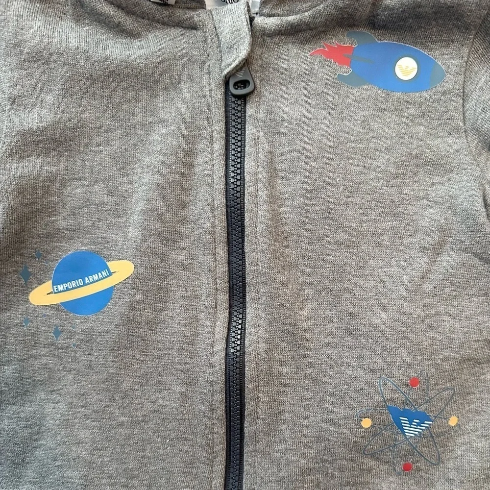 Emporio Armani Full Zip Gray Space Hoodie Baby Boy 9M NWT rocket planet